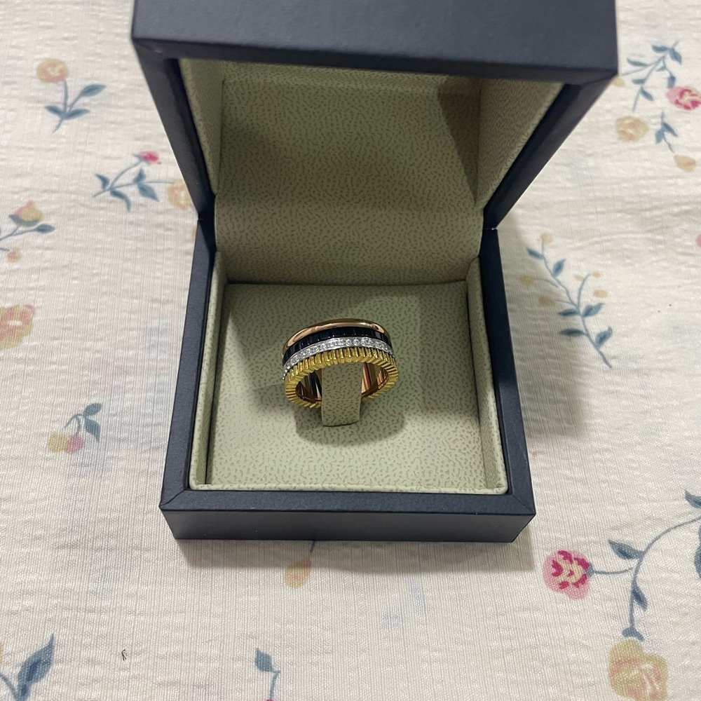 Boucheron Tri-Color Layered Statement Ring — Gold, Silver & Black
